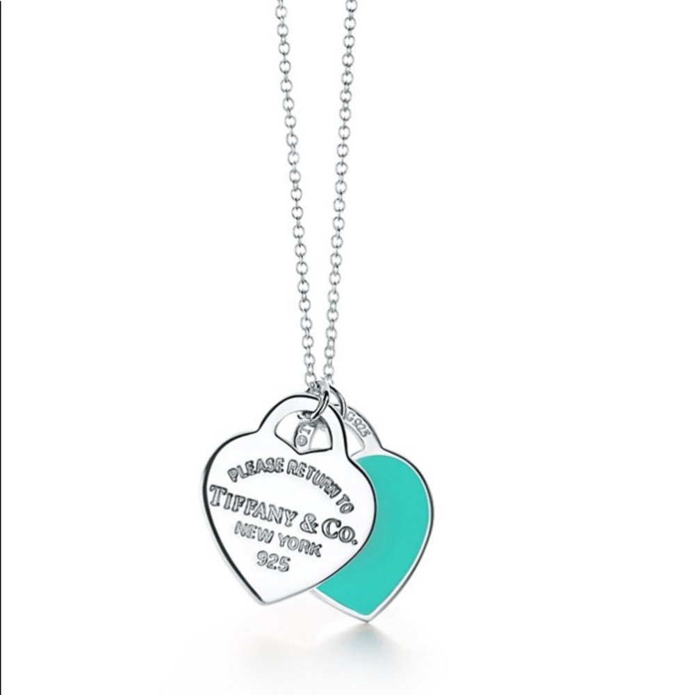 Tiffany Blue Double Heart Tag Pendant